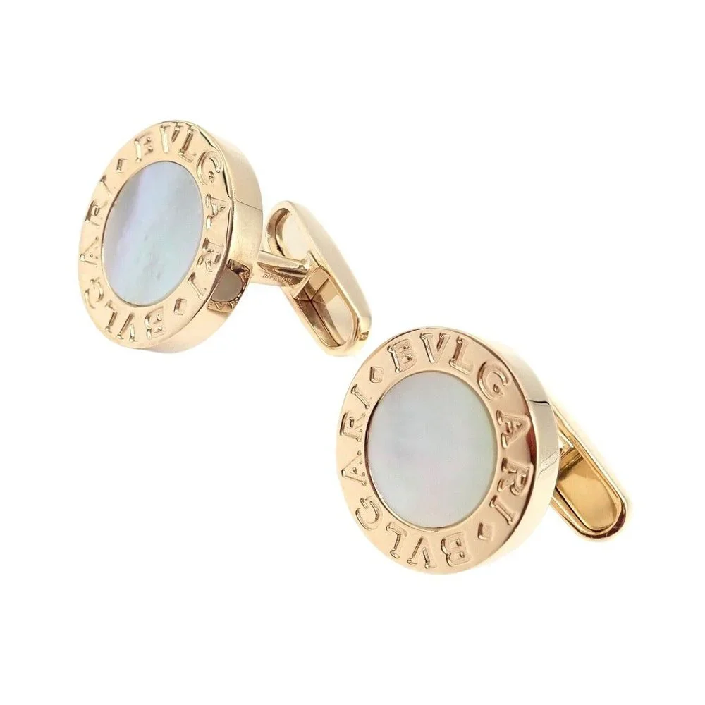Authentic! Bvlgari Bulgari 18k Yellow Gold Multicenter Cufflink Kit Set